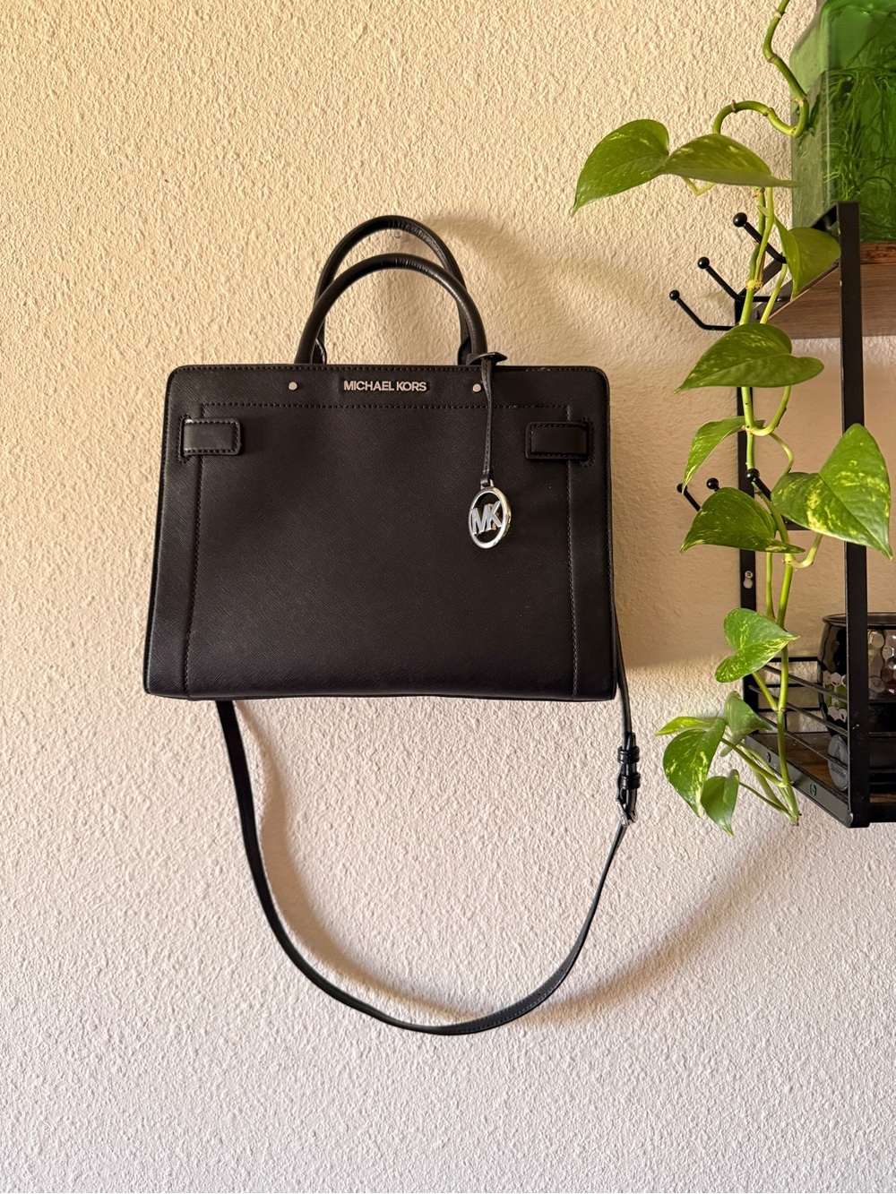 Michael Kors Black Saffiano Leather Structured Satchel